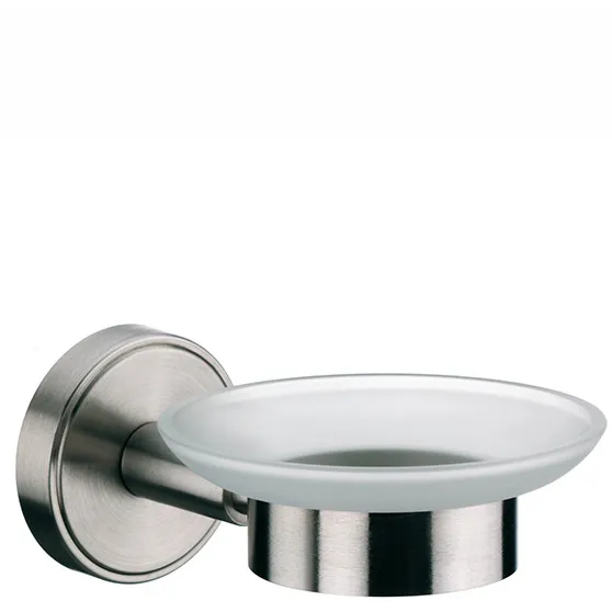 Edelstahl Wandseifenschale mit Glaseinsatz und Metallhalterung für Badezimmer