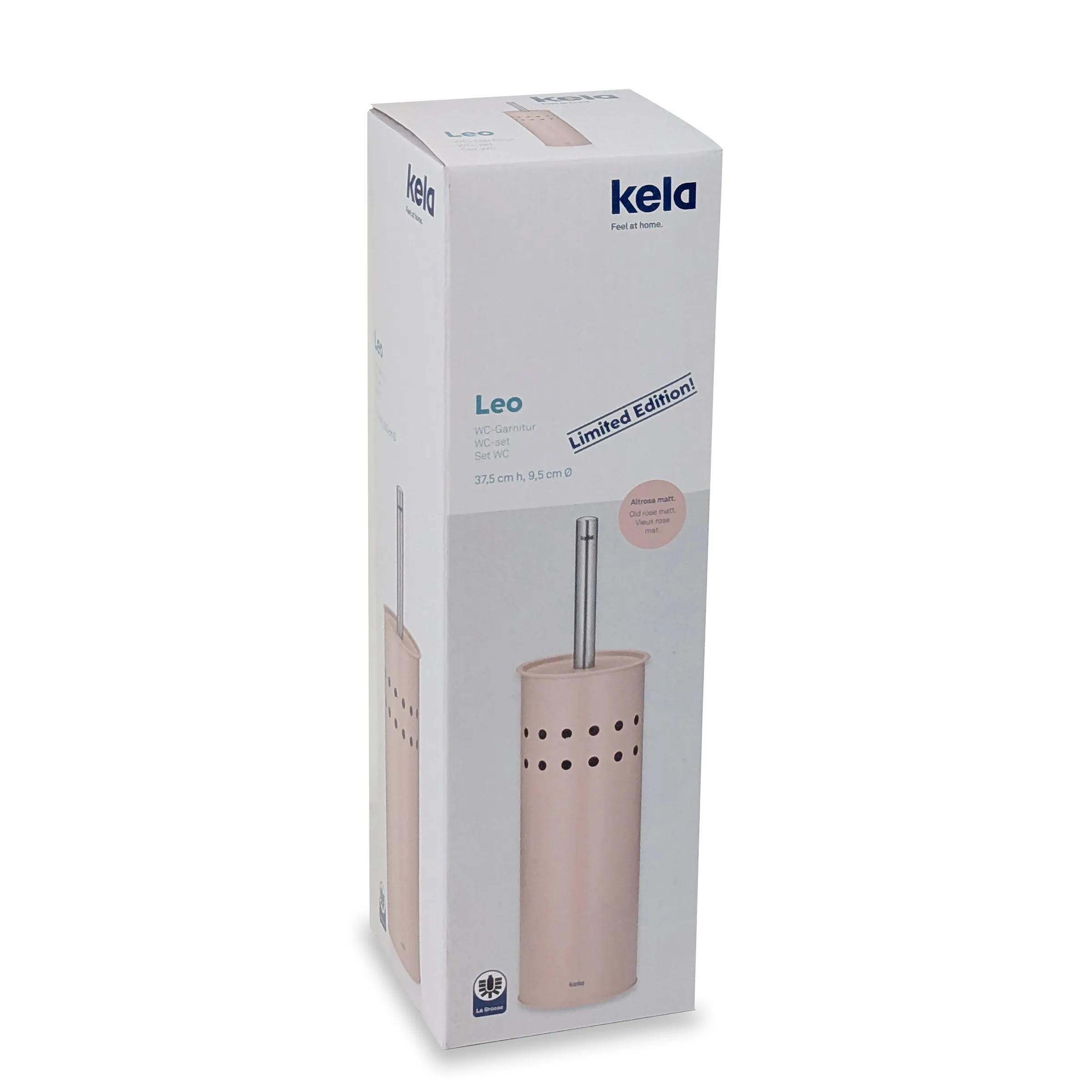 Kela Leo WC-Garnitur Rosa-Matt Limited Edition - Toilettenbürste mit Halter Kela Leo WC-Garnitur in Rosa-Matt, Limited Edition, zylindrischer Halter mit Bürste in Verpackung