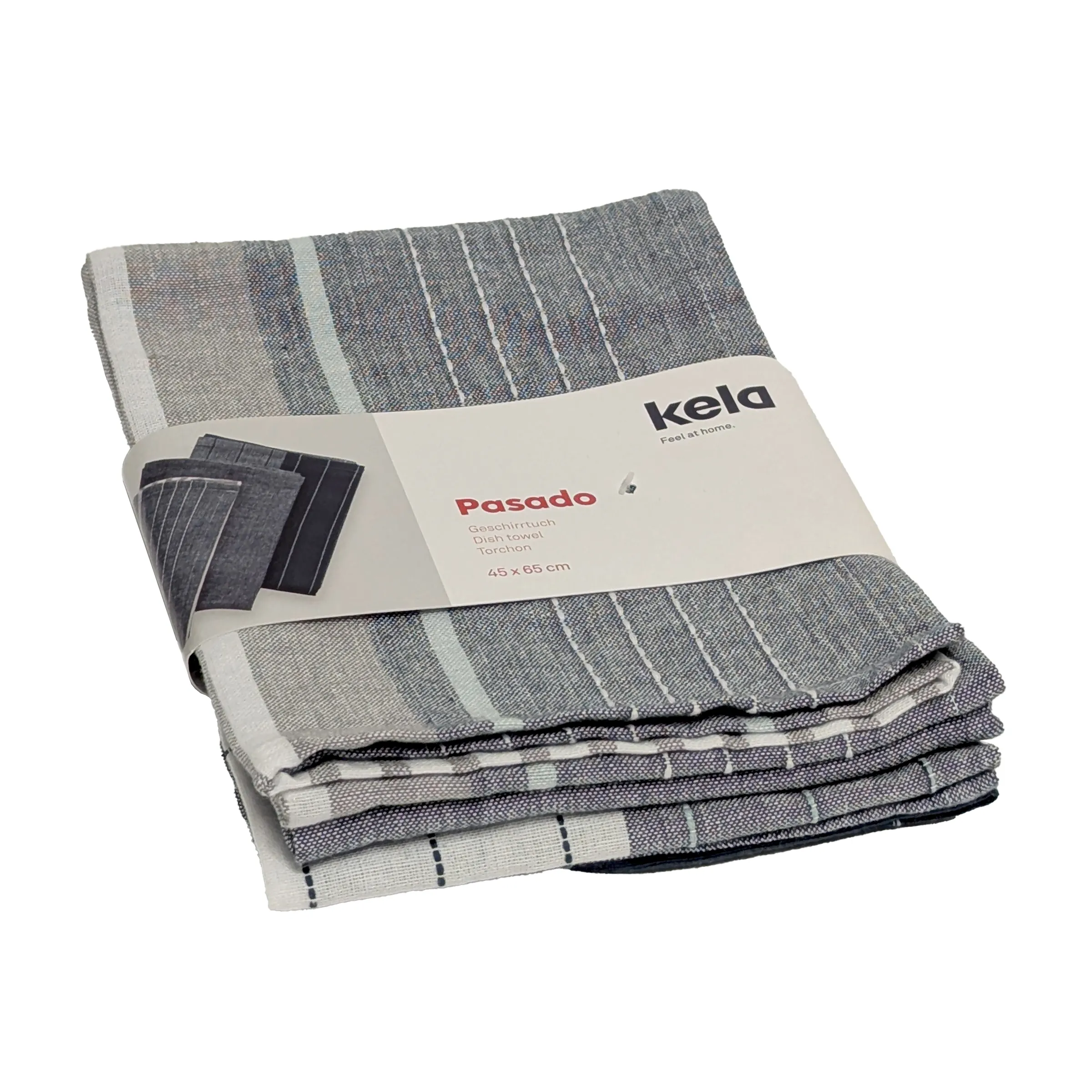 Kela Pasado Geschirrtücher Set Grau gestreift - Küchentextilien 45x65cm Kela Pasado Geschirrtücher Set in Grau mit weißen Streifen, 45x65 cm, gestapelt mit Banderole