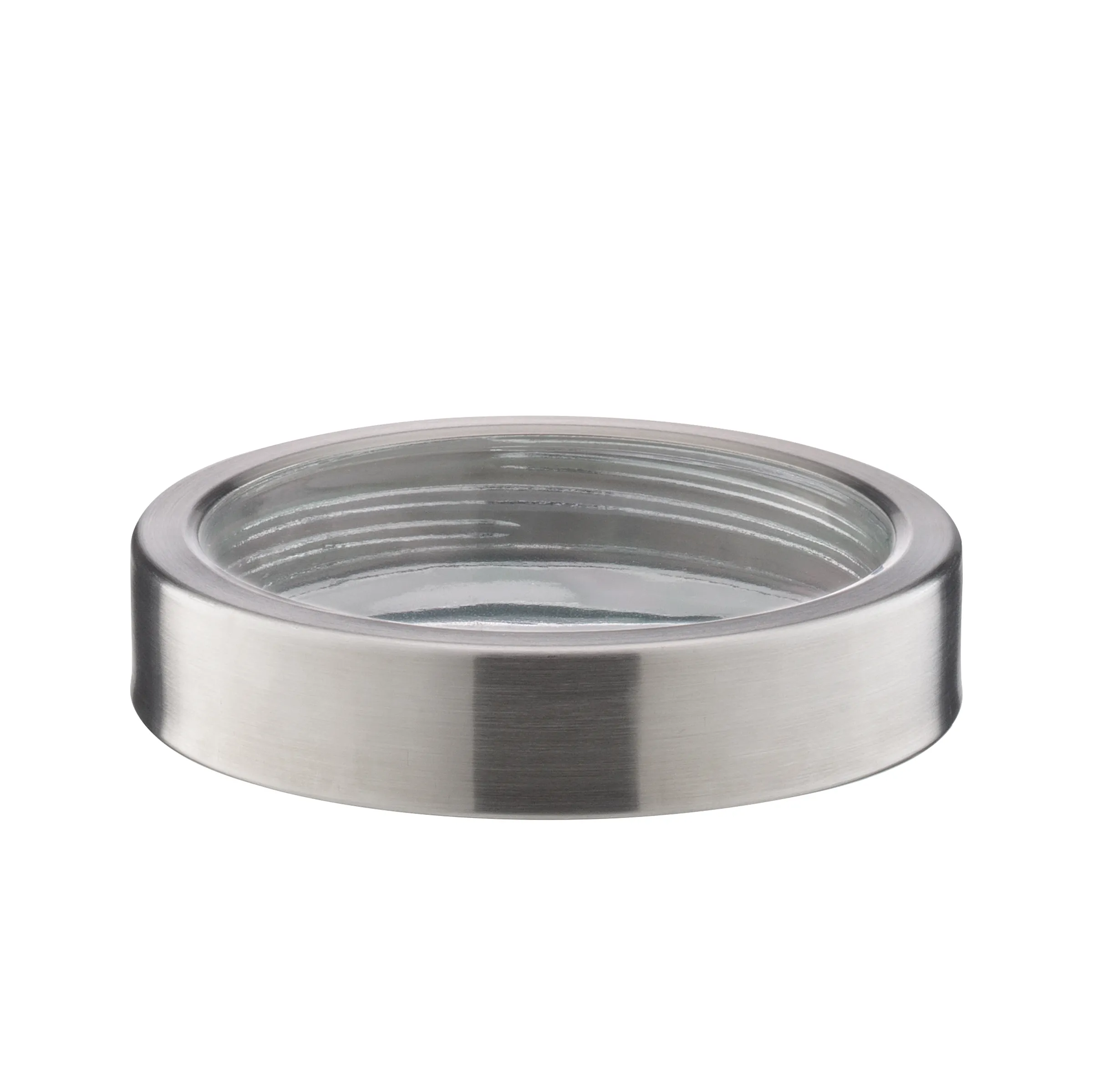 Edelstahl Gewindelöffel Ring - Premium Küchenzubehör Edelstahl Gewindelöffel Ring mit Glastransparenz oben, silbernes Matt-Finish Design