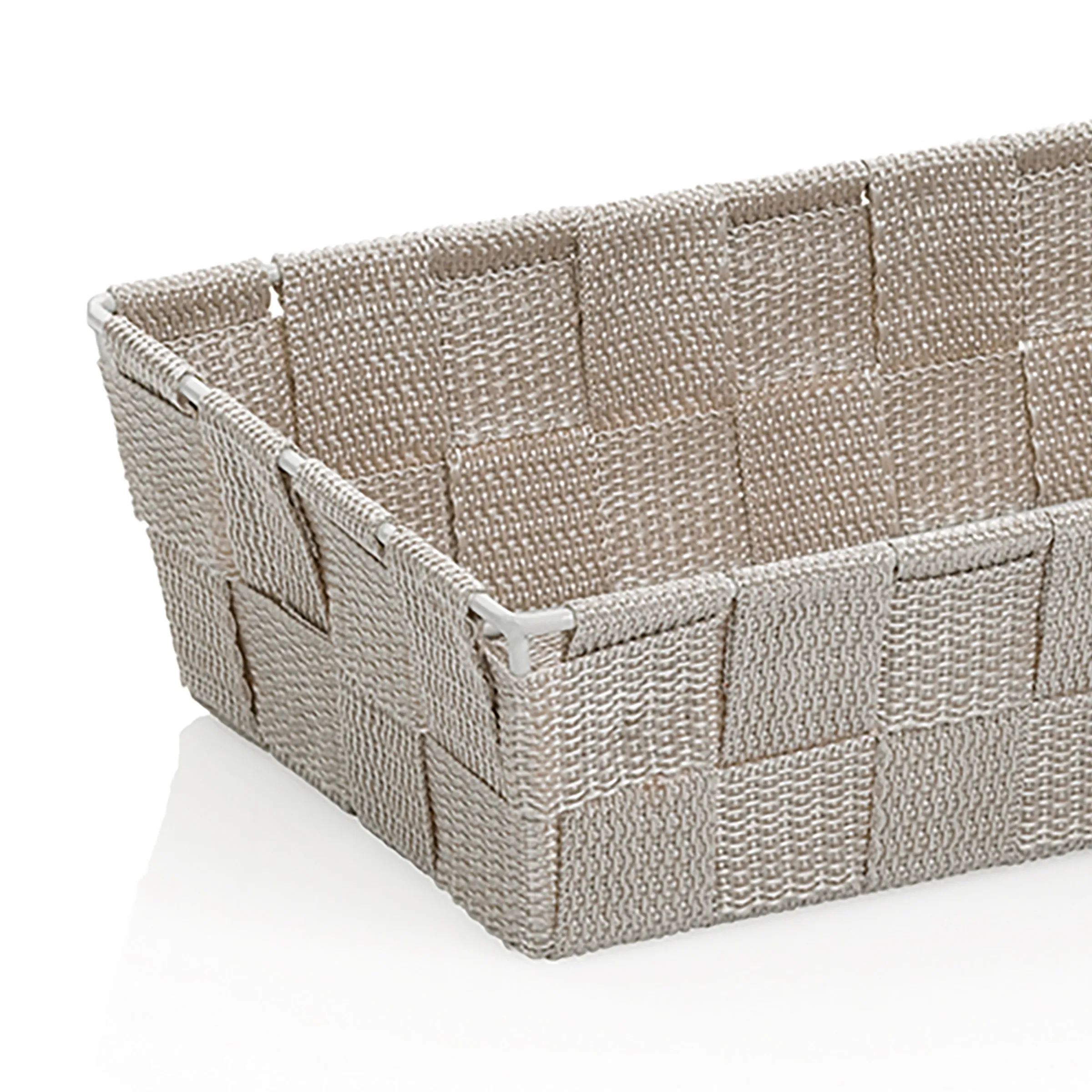 Geflochtener Aufbewahrungskorb - Natur Organisationskorb Beige geflochtener Aufbewahrungskorb aus Naturmaterial mit Griffen und mehreren Fächern.