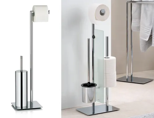 Badezimmer Accessoires Set Edelstahl Moderne Badezimmer-Accessoires-Sets aus Edelstahl mit Toilettenbürste, Papierhalter und Handtuchhalter in zeitlosem Design