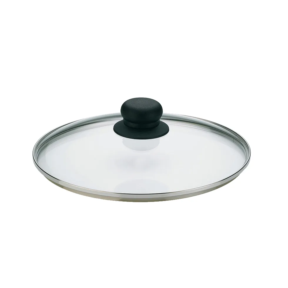 Transparenter Glasedeckel mit schwarzem Silikongriff für Töpfe und Pfannen
