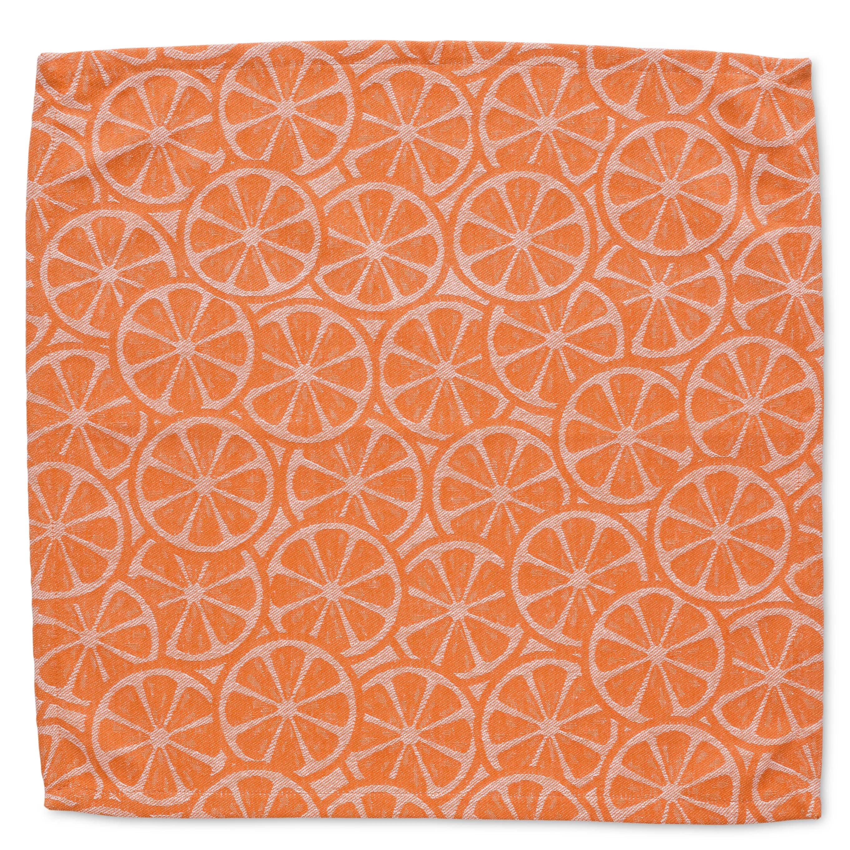 Orangenscheiben Tuch - Frucht Muster Textil Orangefarbenes Tuch mit durchgehendem Muster aus Orangenscheiben-Motiven in Rosa- und Orangetönen