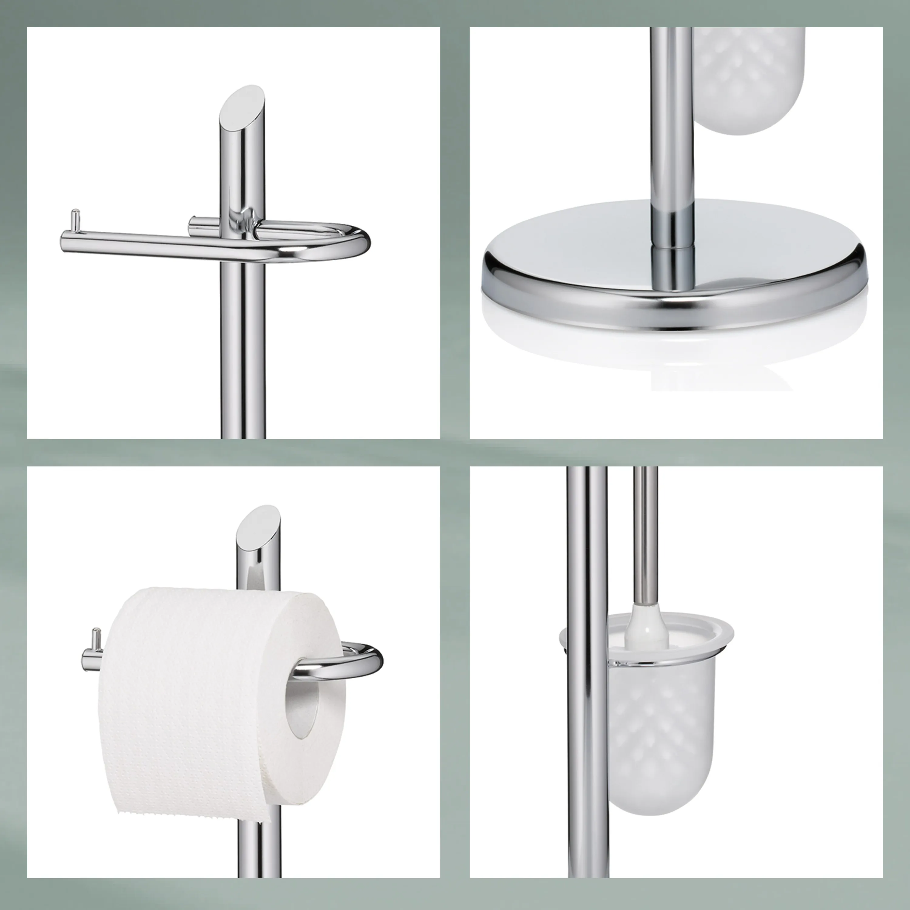Ensemble d'accessoires de salle de bain en acier inoxydable avec porte-serviettes, porte-papier toilette et gobelet à brosse à dents