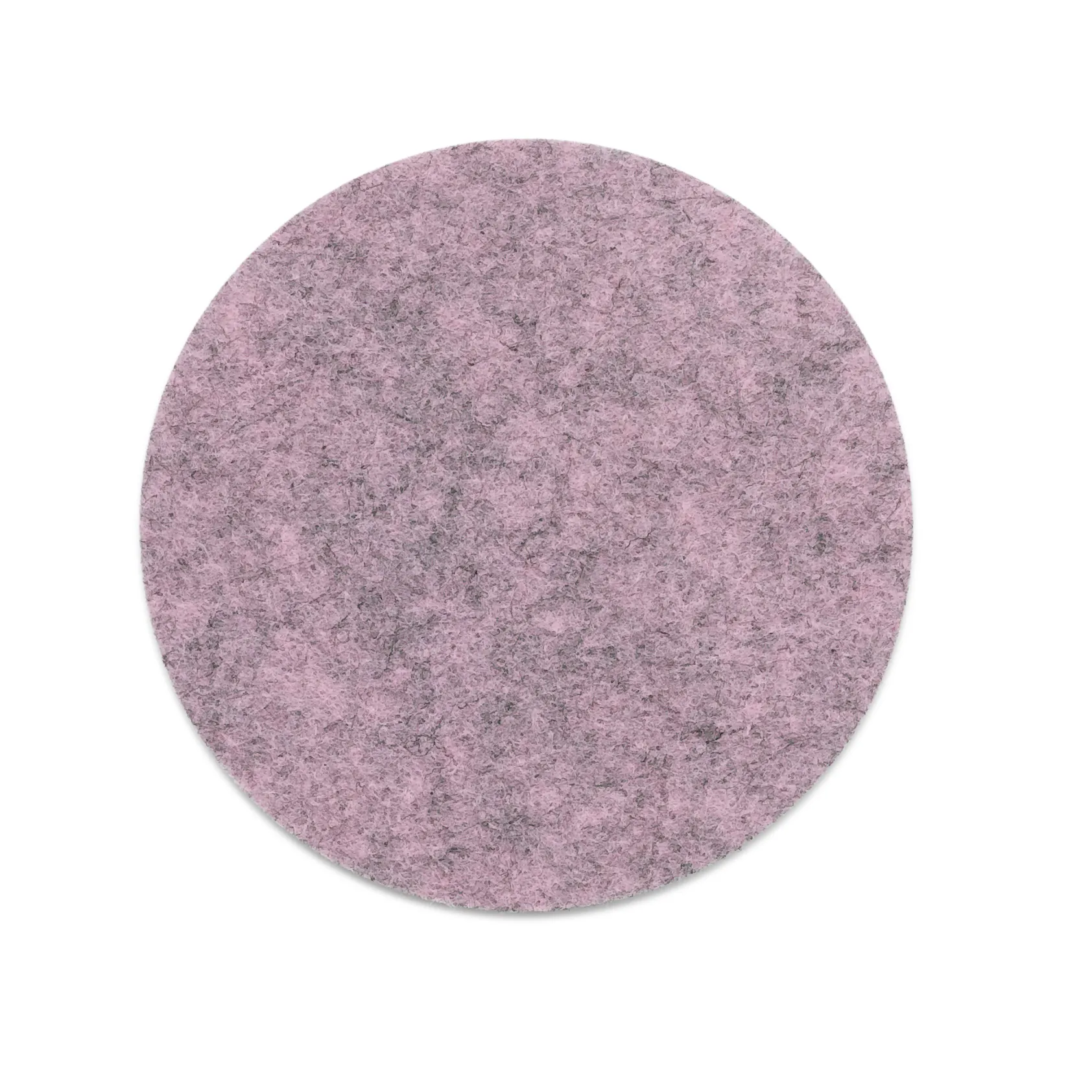 Runder Filzteppich Mauve - moderner Woll-Designteppich Runder Filzteppich in mauve-rosa Farbe mit strukturierter Oberfläche auf weißem Hintergrund