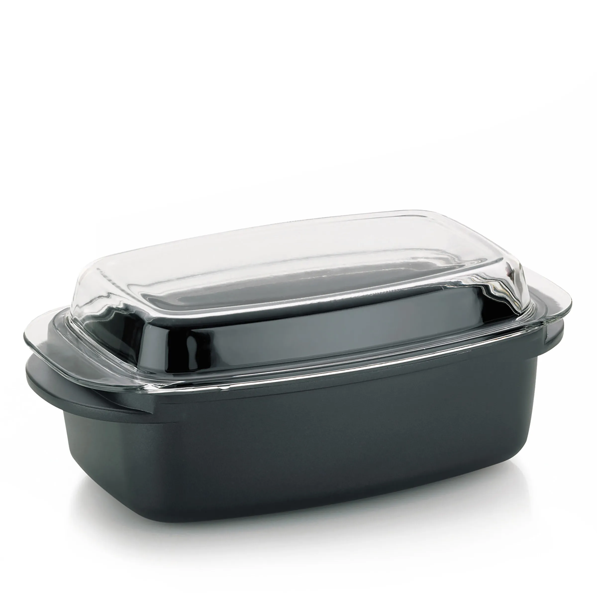 Kunststoffschale mit Deckel - Lebensmittelverpackung Schwarze ovale Kunststoffschale mit transparentem Deckel, ideal für Lebensmittelverpackung und Transport