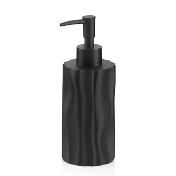 Schwarze Seifenspender-Flasche mit strukturierter Oberfläche und Pumpverschluss aus Kunststoff